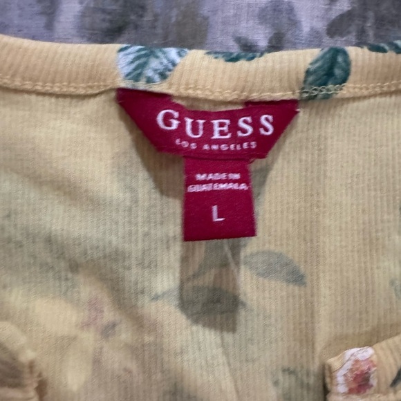 Guess Yellow Top with Green Floral Accents - Picture 7 of 9